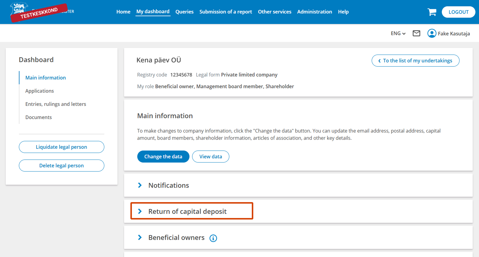 Share capital deposit return block