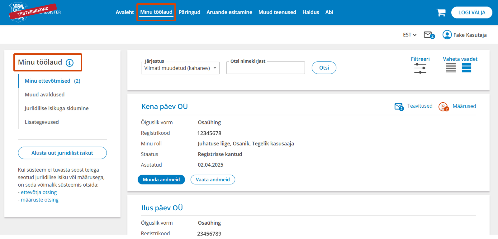 Minu töölaud vaade