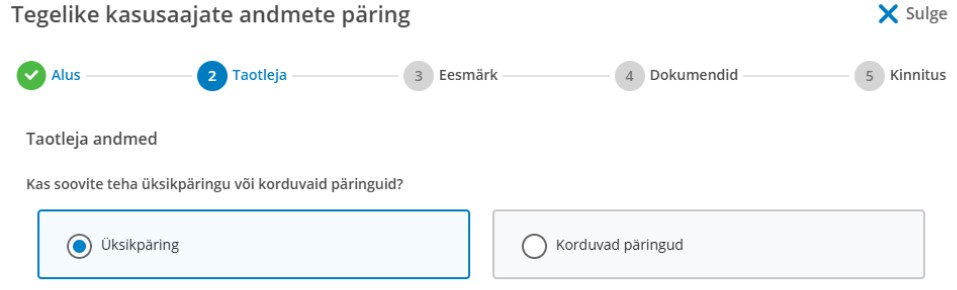 Päringu tüübi valimine