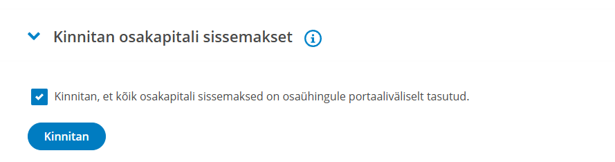 Kinnitan osakapitali sissemakset ploki vaade